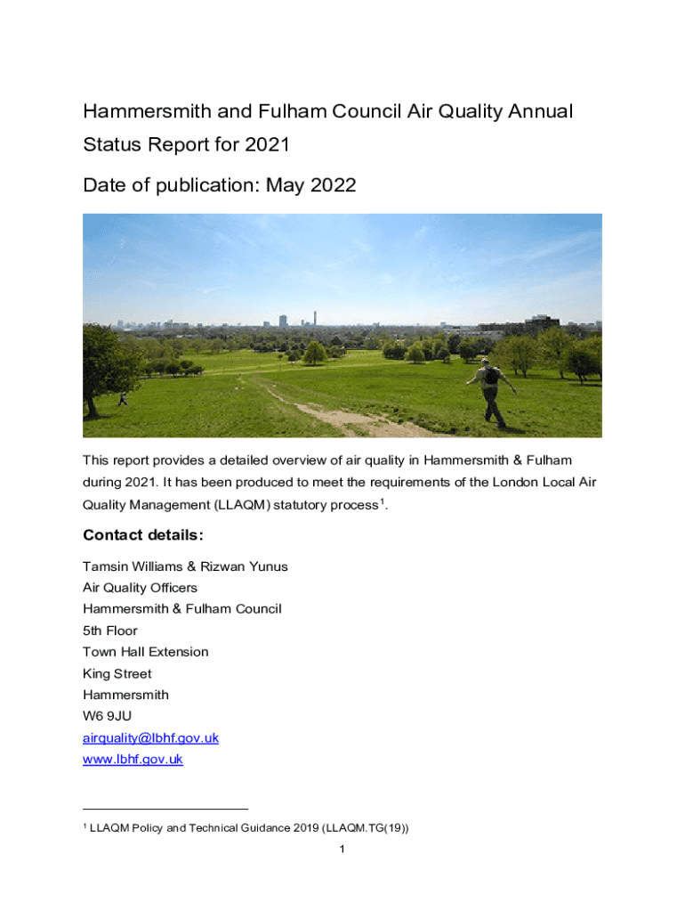 Fillable Online Hammersmith & Fulham Air Quality Annual Status Report