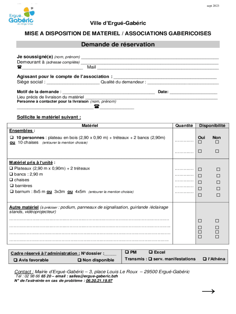 MISE A DISPOSITION DE MATERIEL ASSOCIATIONS GABERICOISES Preview on Page 1