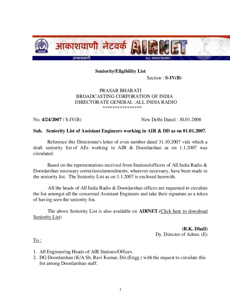 Fillable Online FINAL SENIORITY LIST OF ASSISTANT ENGINEERS WORKING IN fillable-online-final-seniority-list-of-assistant-engineers-working-in