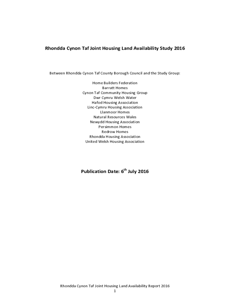 Fillable Online Rhondda Cynon Taf Joint Housing Land Availability Study