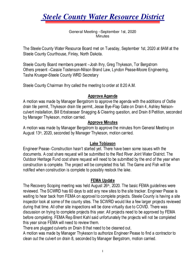 Fillable Online Steele County Board begins process to address Hope