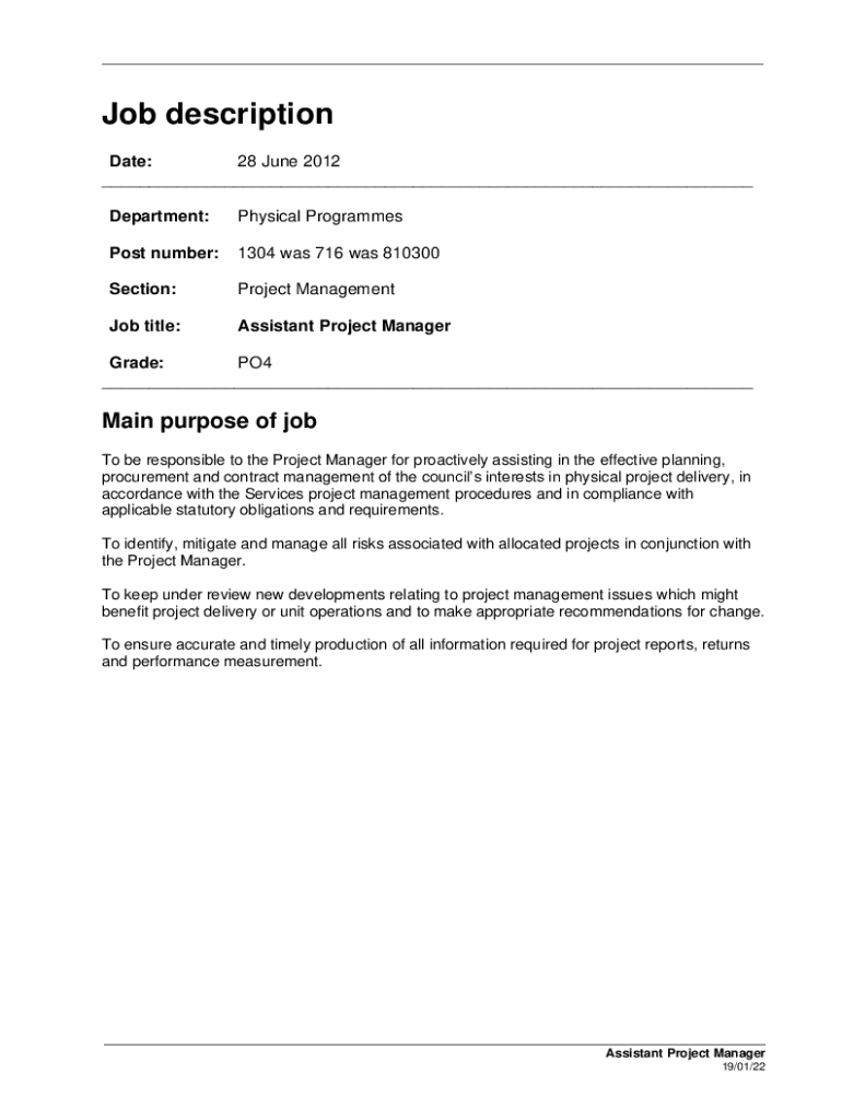 Fillable Online What Does An Assistant Project Manager Do And How To 