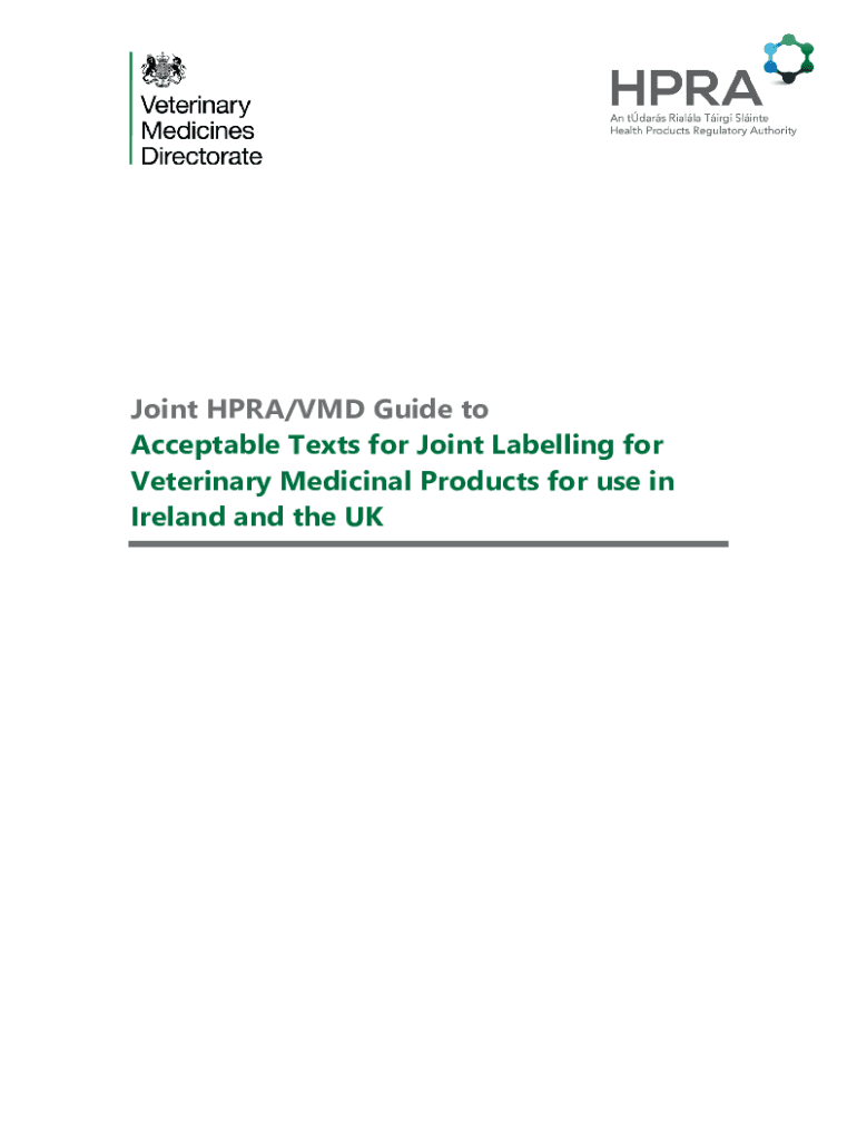Fillable Online Joint labelling for veterinary medicines for use in the