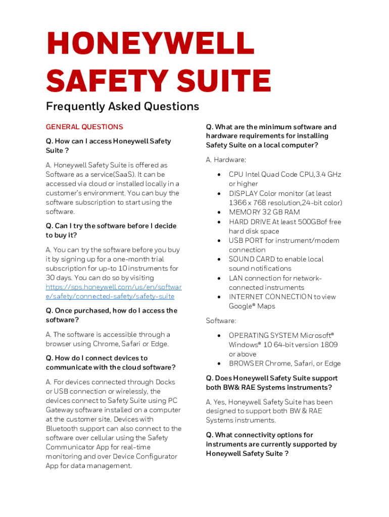 Fillable Online spshishoneywellsafetysuitefaqsv2. spshis