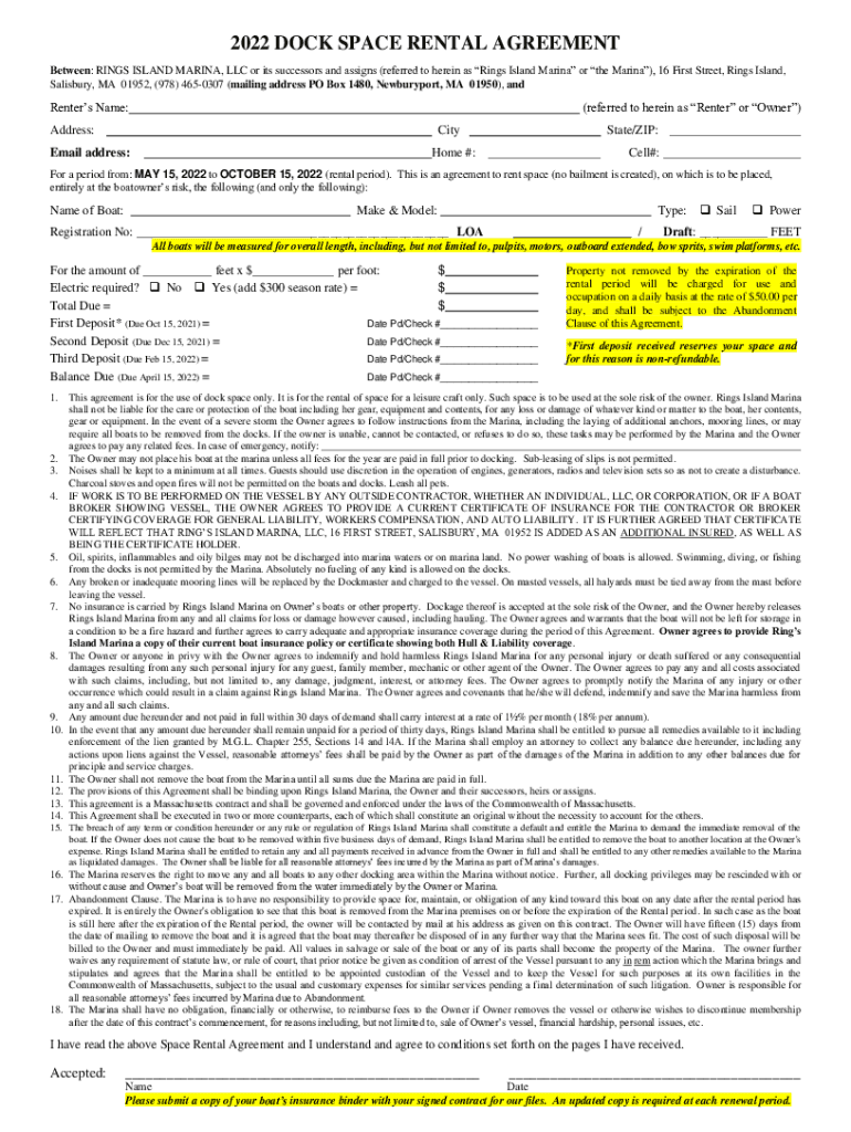 Fillable Online Ring's Island MarinaSalisbury MA Fax Email Print