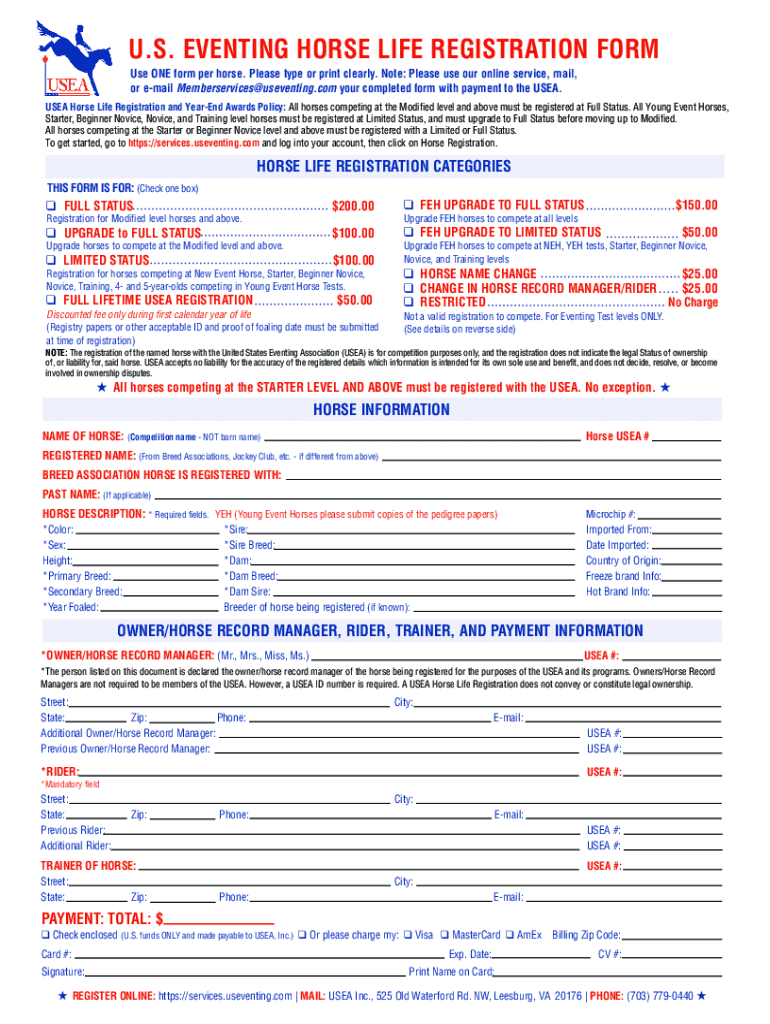 Fillable Online Usea Horse Lookup Fill Online, Printable, Fillable