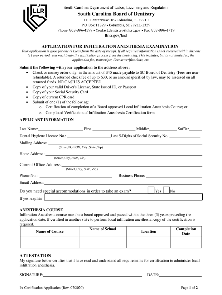 Fillable Online tsbde texas local infiltration anesthesia certification