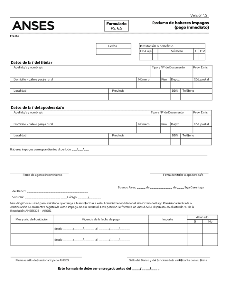 Prestacin o beneficio Preview on Page 1