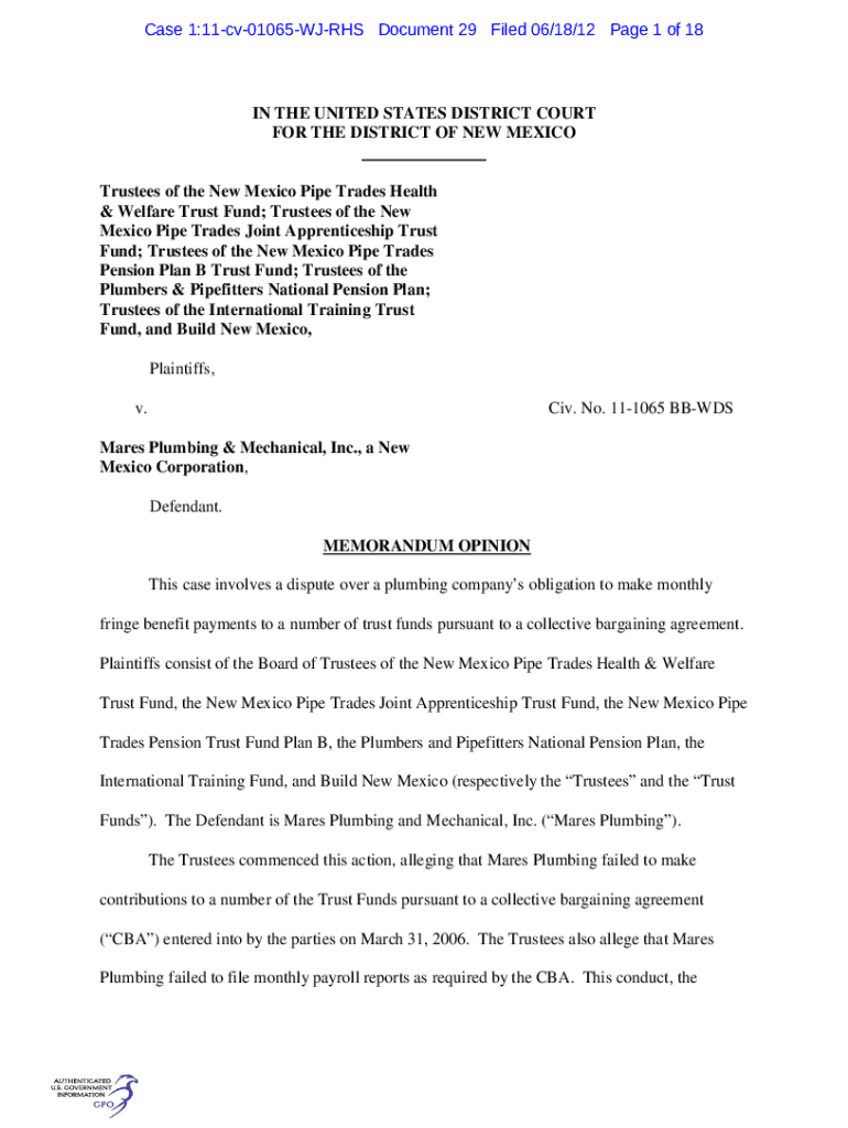 Fillable Online Trustees of the New Mexico Pipe Trades Health Fax Email