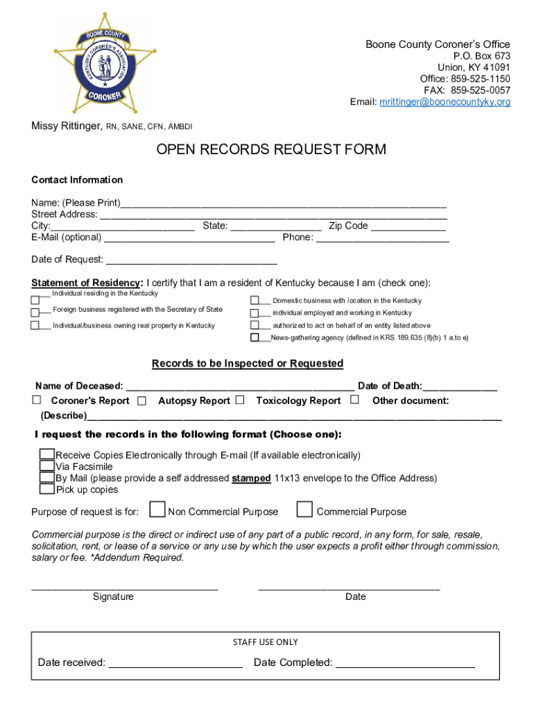 Fillable Online Medical Examiner Office coming to Northern Kentucky