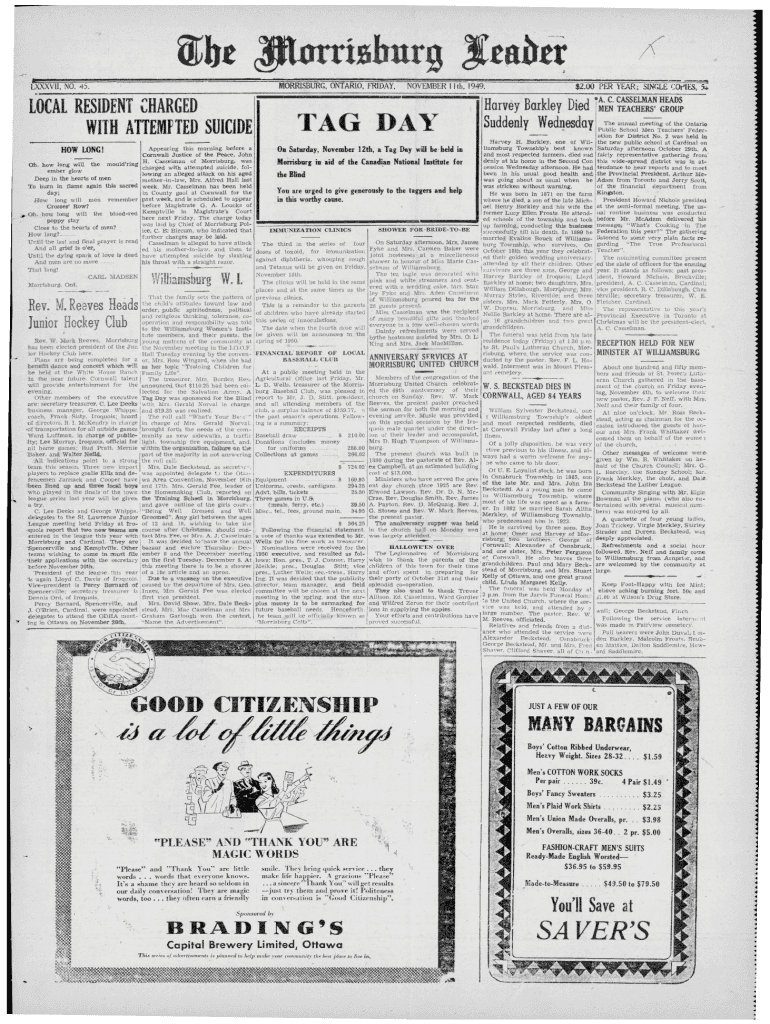 Fillable Online MORRISBURG, ONTARIO, FRIDAY Fax Email Print pdfFiller