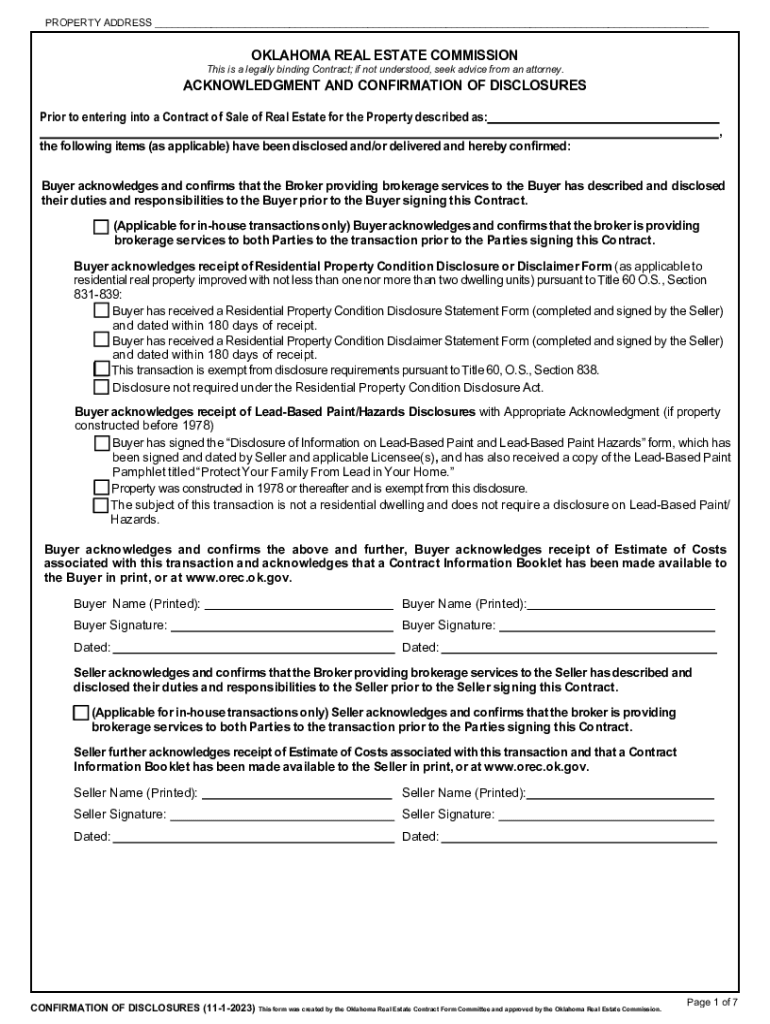 Fillable Online OKLAHOMA REAL ESTATE COMMISSION VACANT LOT/LAND Fax