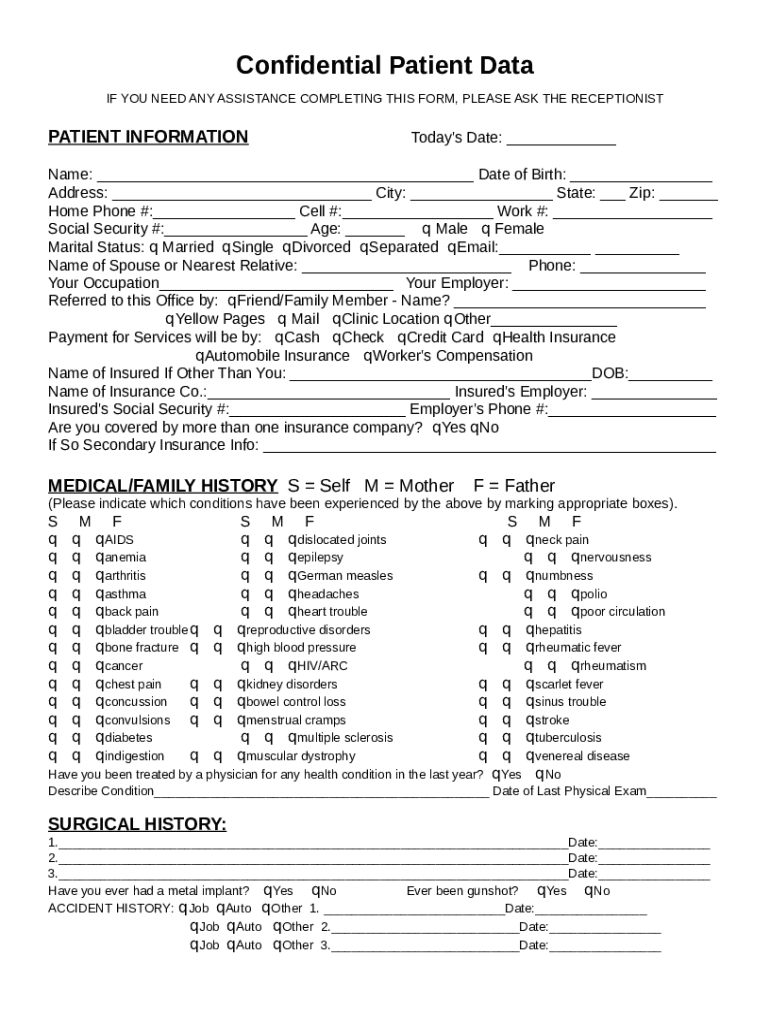 Patient Data Sheet - cloudfront.net Doc Template | pdfFiller