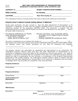 New York Permission to Perform Contract Work on Private Land