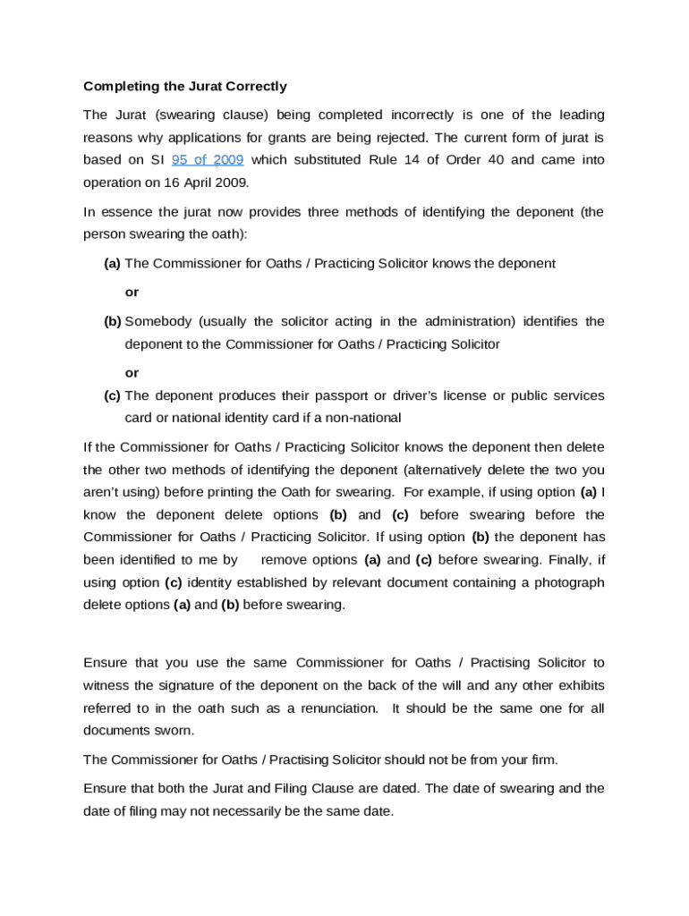 Short Guide to Completing the Jurat and Filing Clause Doc Template ...