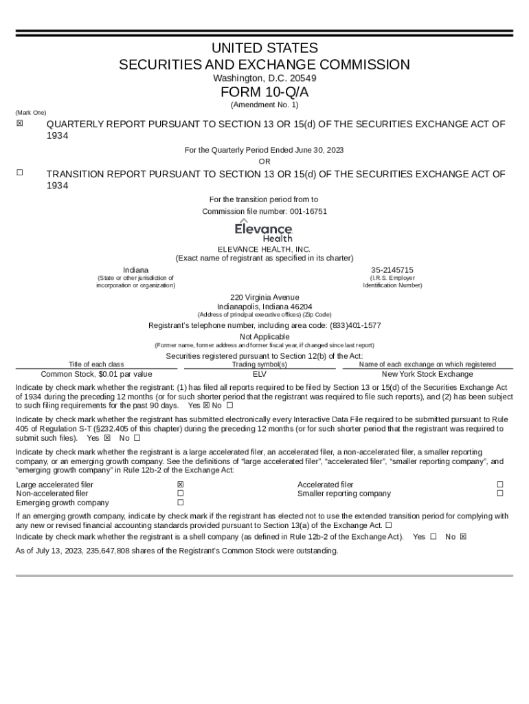 Elevance Health, Inc. ( Doc Template pdfFiller