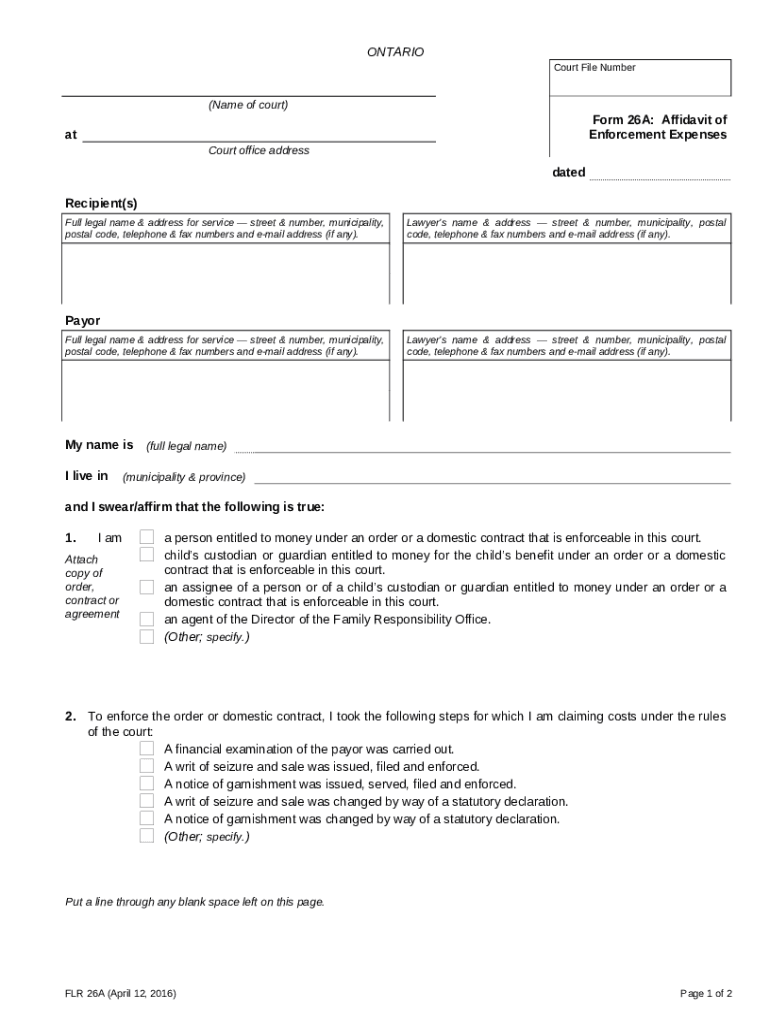 FLR 26A. 26A - ontariocourts on Doc Template | pdfFiller