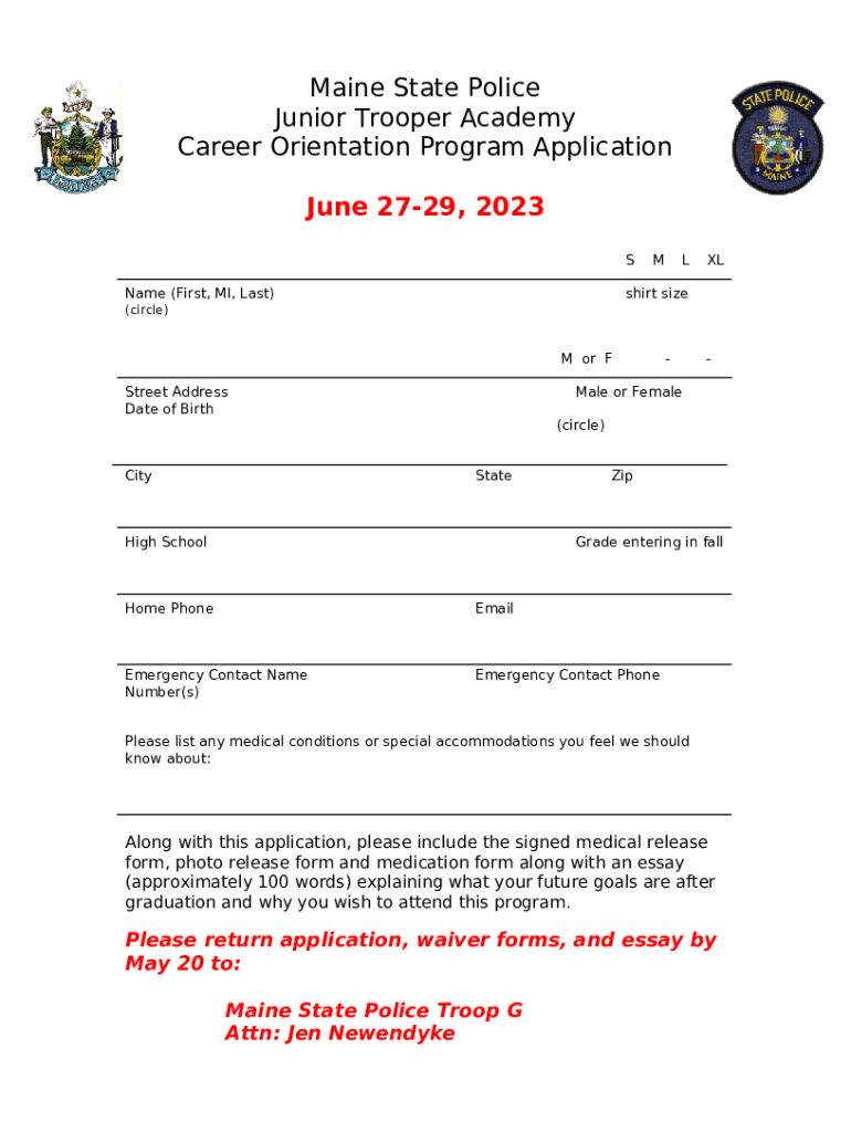 The Maine State Police Junior Trooper Academy is back! Doc Template