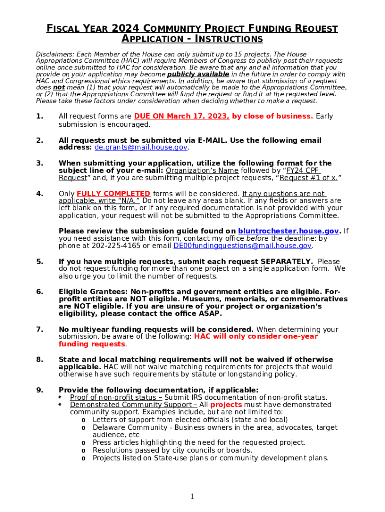 Fiscal Year 2024 Submitted Community Project Funding Doc Template