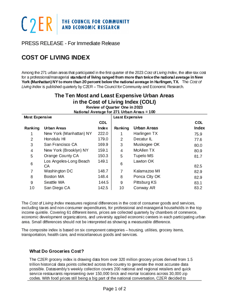 U.S. cities with the highest cost of living Doc Template pdfFiller