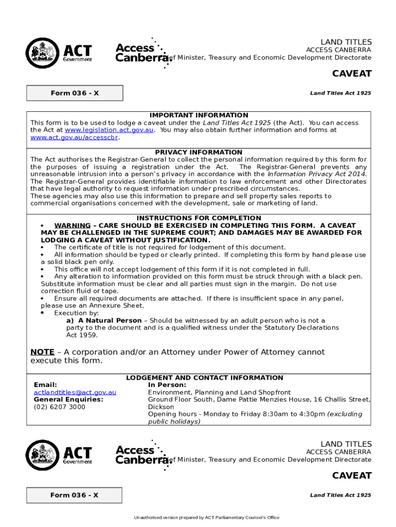 Land title lodgements Access Canberra ACT Government Doc Template