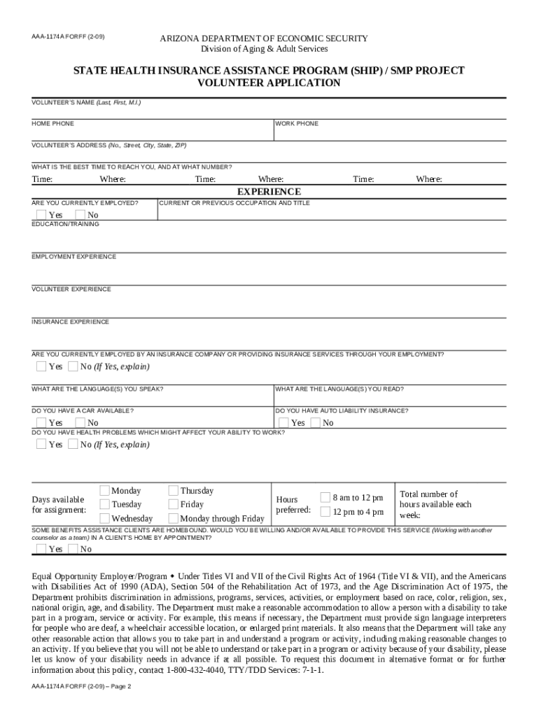 AAA1174A. Arizona State Health Insurance Assistance Program (SHIP) Doc