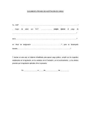 Documento privado de aceptacin de cargo