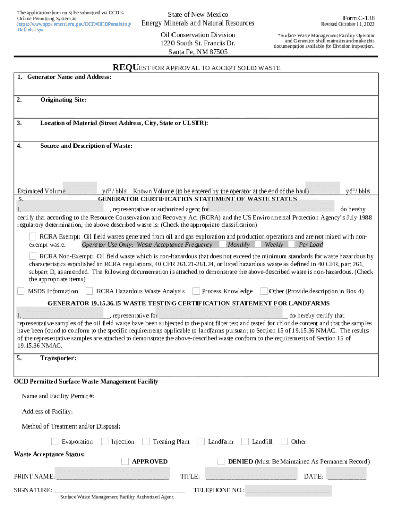 The application/ must be submitted via OCD's Online Permitting System