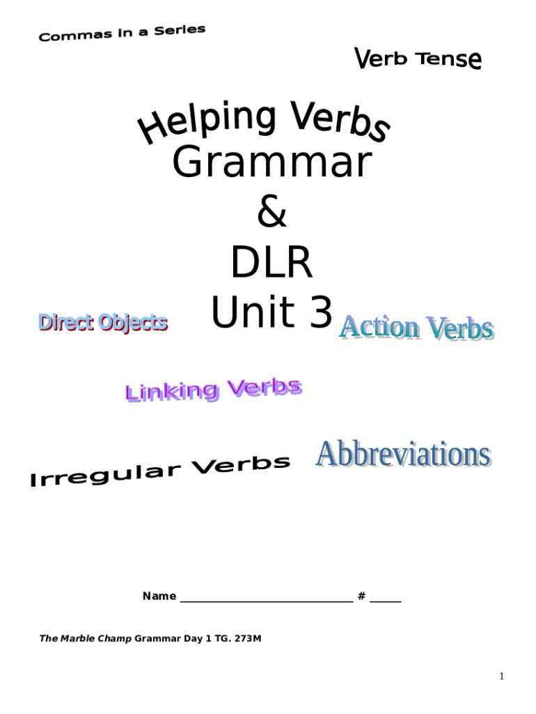 The Marble Champ Grammar Day 1 TG Doc Template pdfFiller