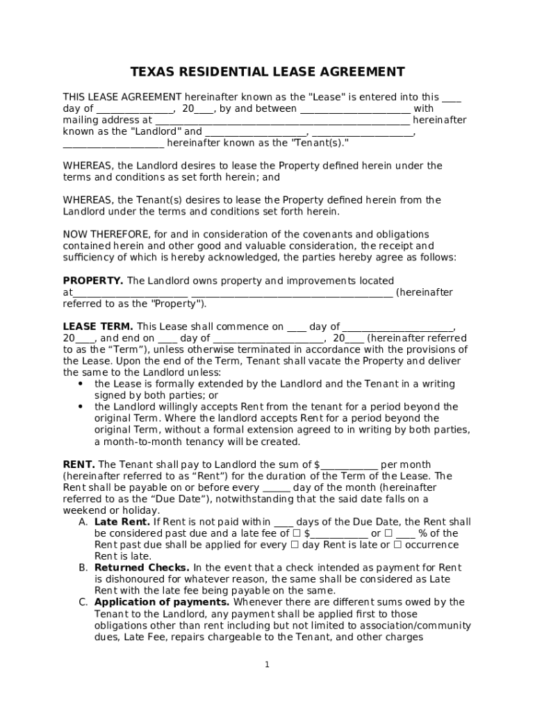 Free Texas Standard Residential Lease Agreement Template Doc Template ...