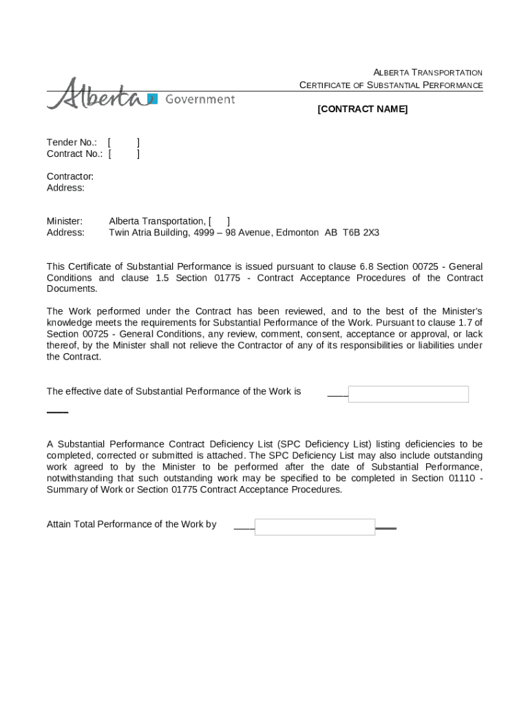 Government of Alberta Ministry of Transportation Doc Template pdfFiller