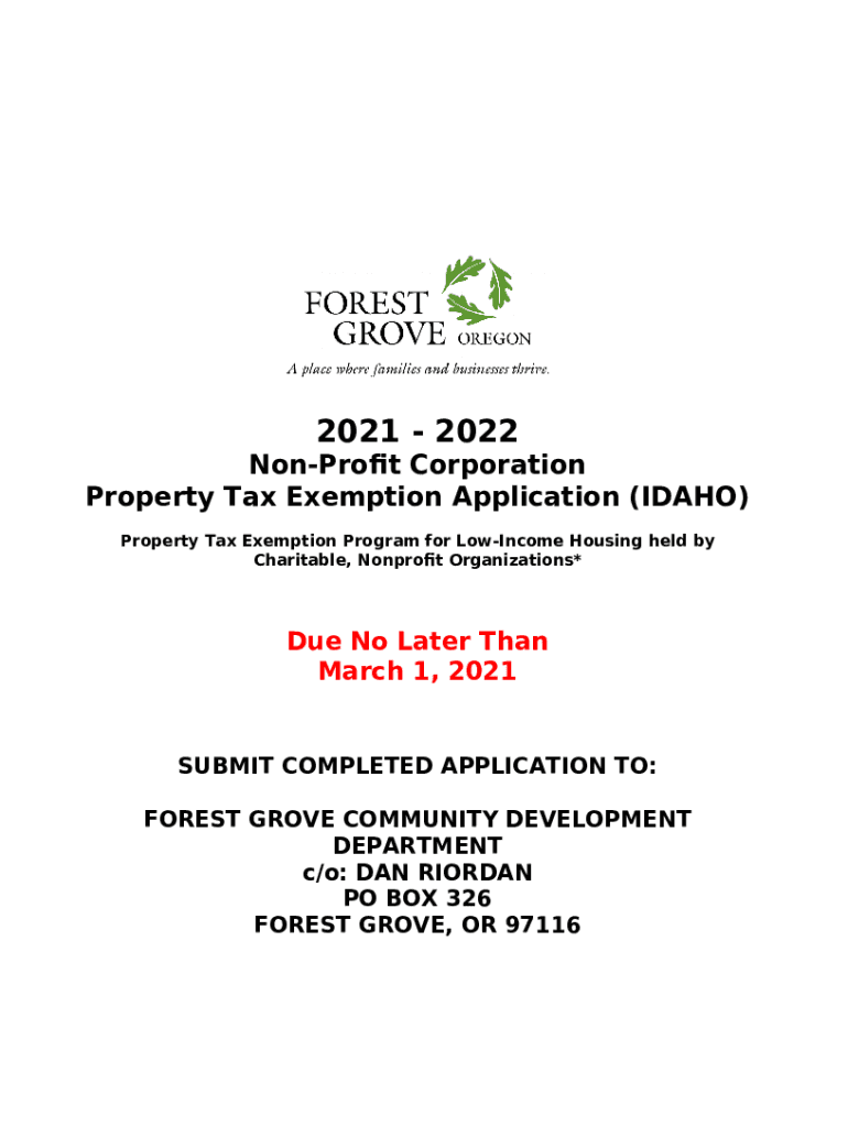Property Tax Exemptions for Special Organizations Doc Template pdfFiller