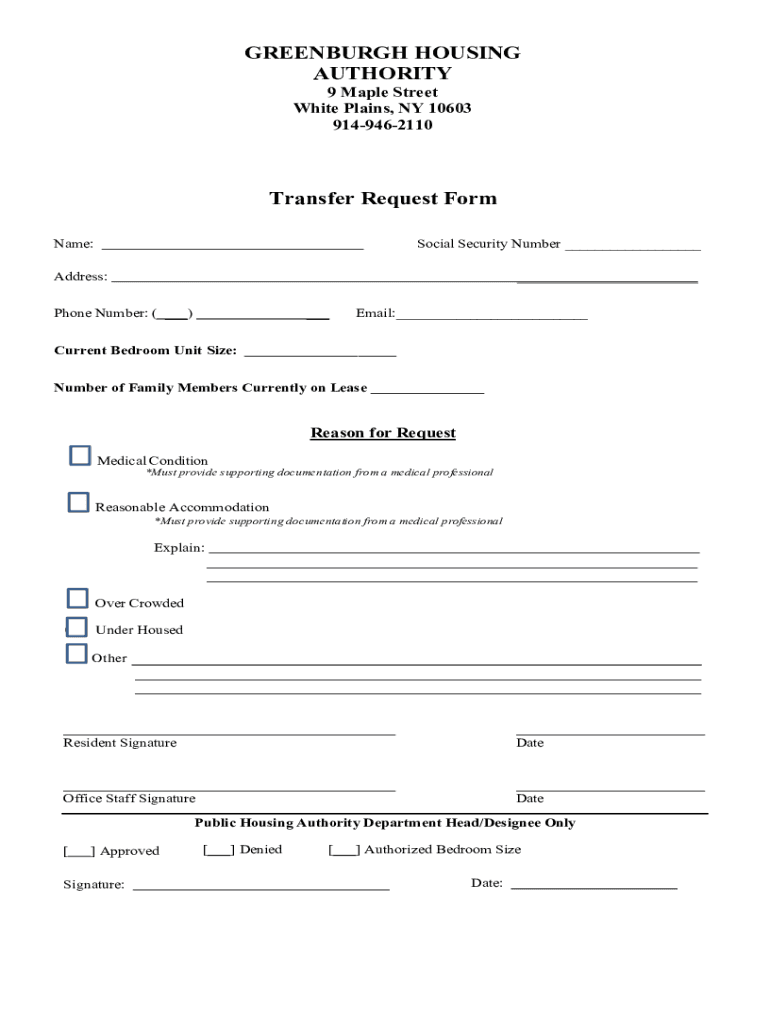 Fillable Online Greenburgh Housing AuthorityCustomer Care Is Our Top