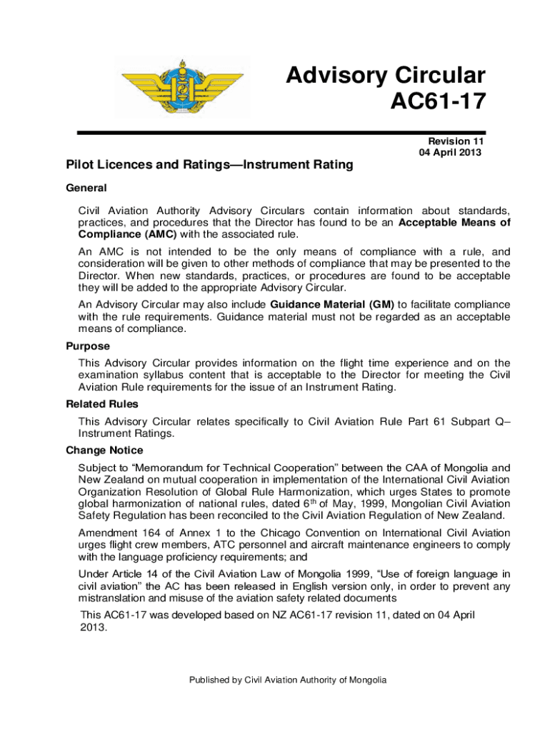 Fillable Online mcaa gov AC6117 Rev 11 Pilot Licences and Rating