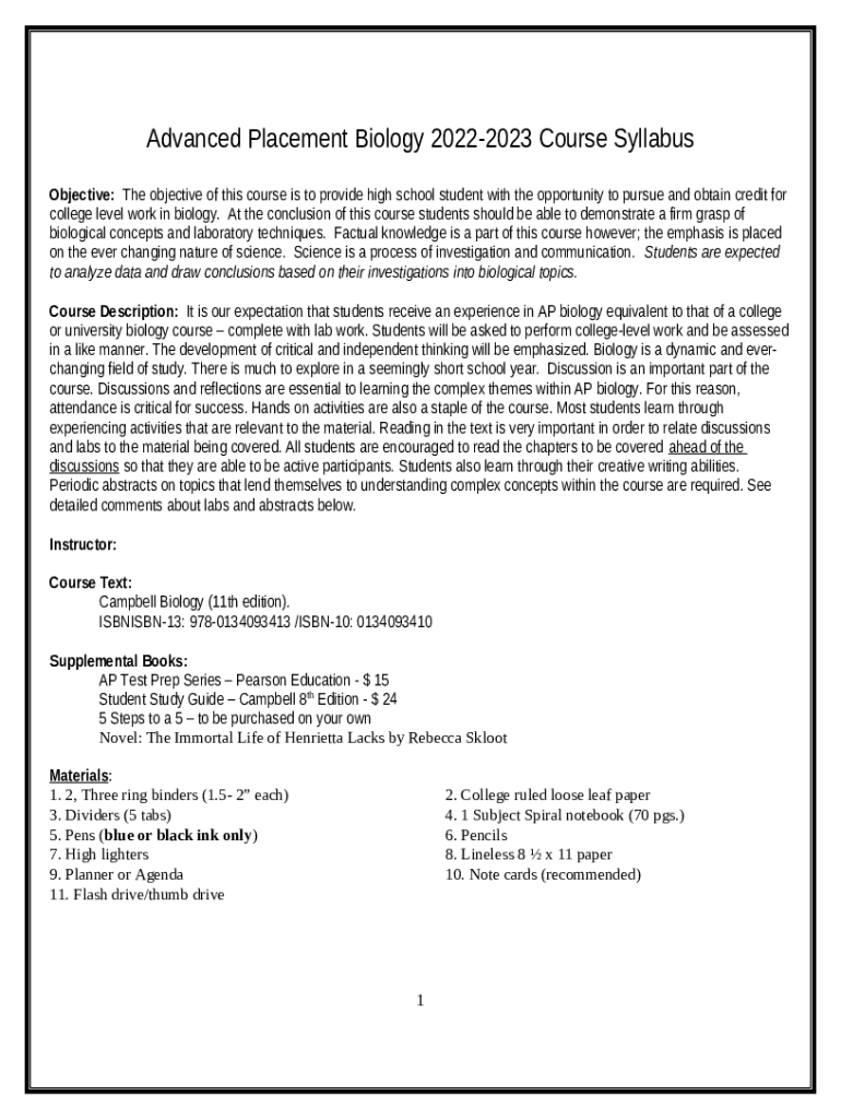 AP Biology Course Syllabus - Miller Grove High School - schoolwires ...