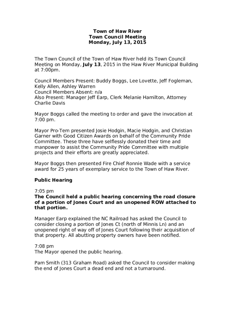 Town of Haw River, NC News Doc Template pdfFiller