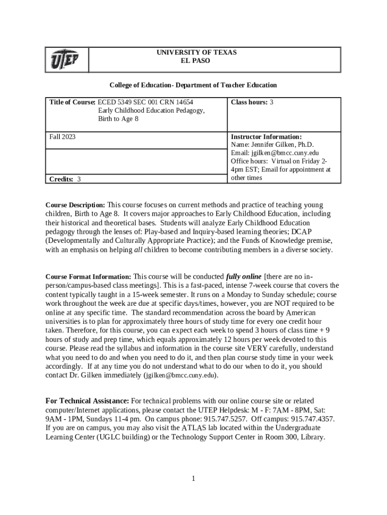 B.S. in Early Childhood Education with Teacher Licensure Doc Template
