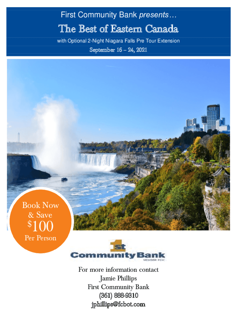 Fillable online eastern canada tours trips featuring niagara falls