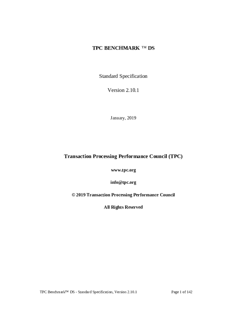 TPC BENCHMARKTM D (Decision Support) Doc Template | pdfFiller