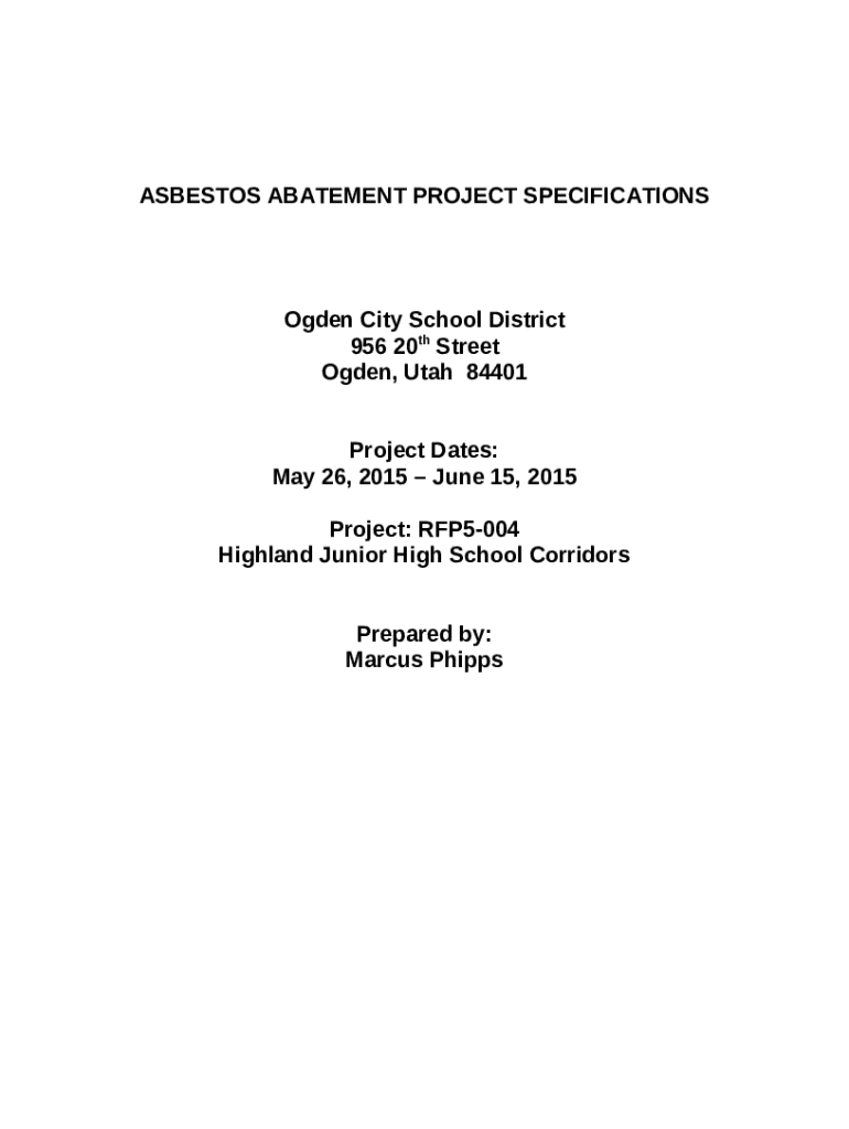 Asbestos Abatement Project Specifications Doc Template pdfFiller