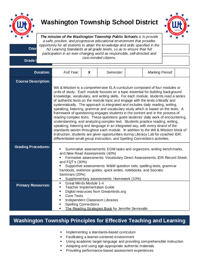 Curriculum / High School English Language Arts Doc Template pdfFiller