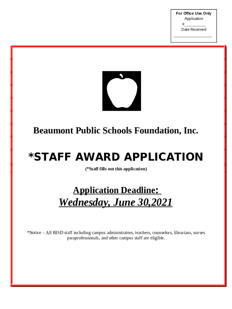 Staff Award Application Doc Template pdfFiller