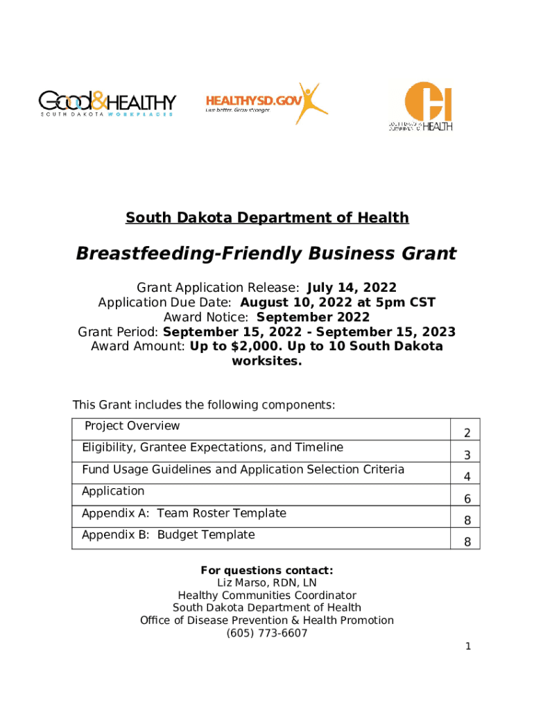 BreastfeedingFriendly Business Grant Application Doc Template pdfFiller