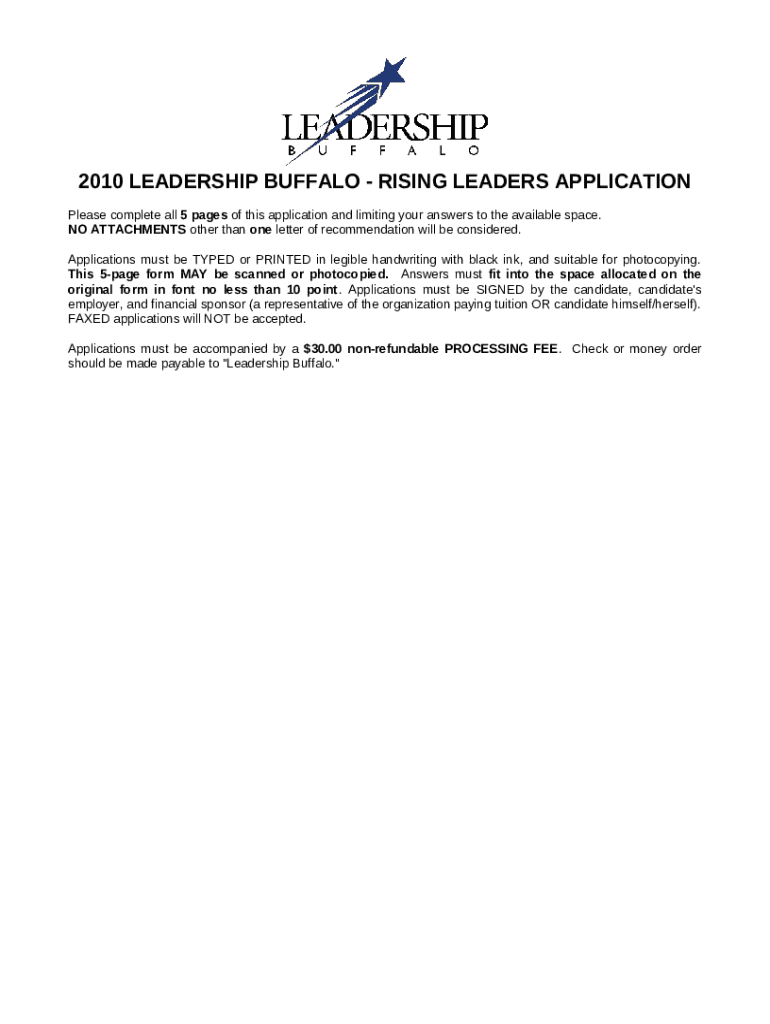 Leadership Buffalo Application Doc Template pdfFiller