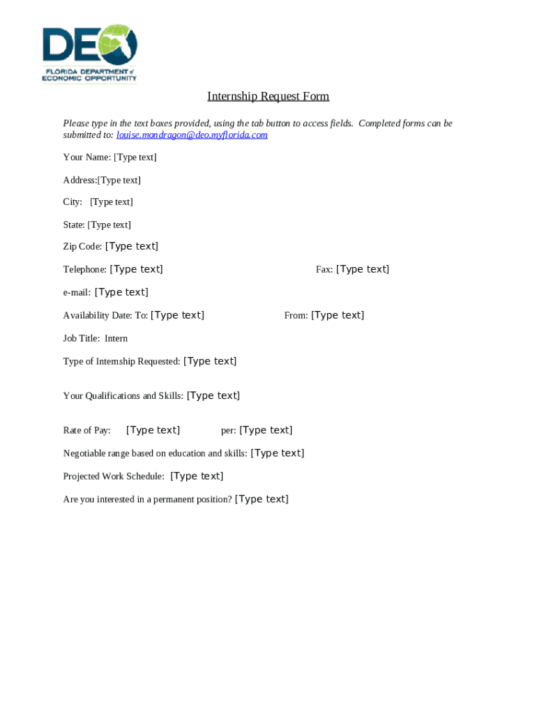 DEO Internship Request Doc Template pdfFiller