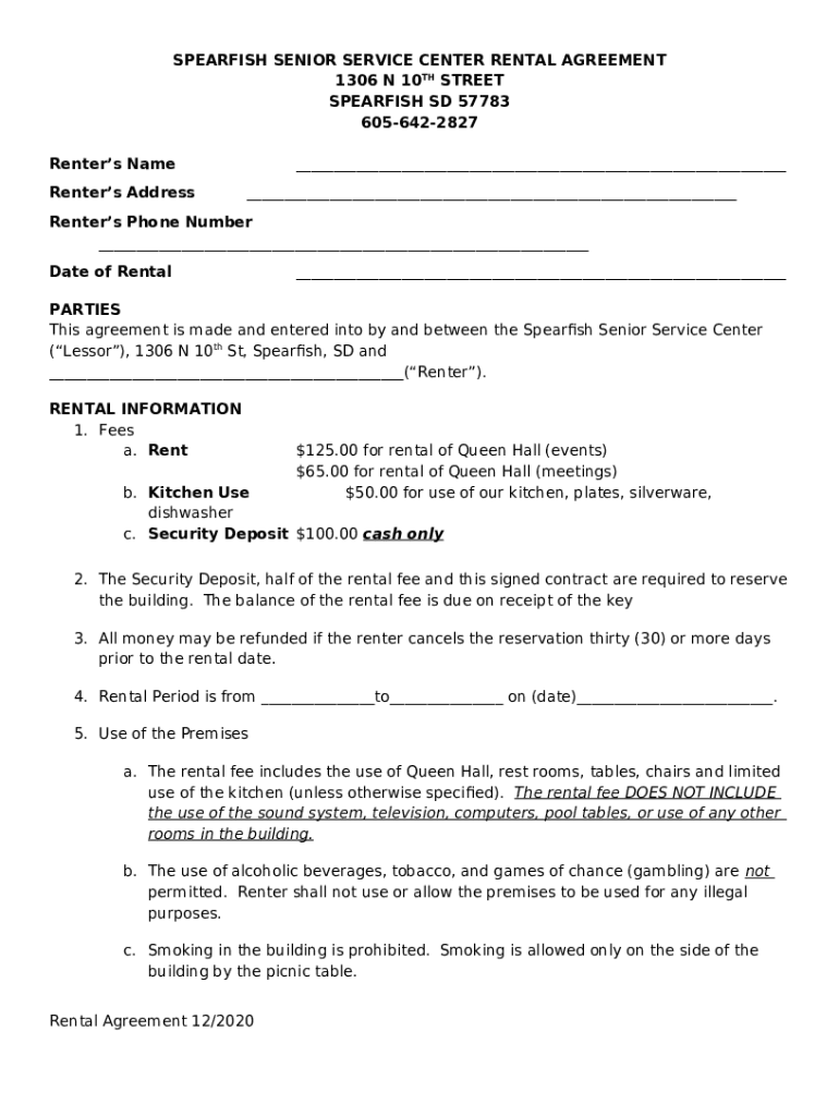 Spearfish Senior Citizens & Organizations Doc Template pdfFiller