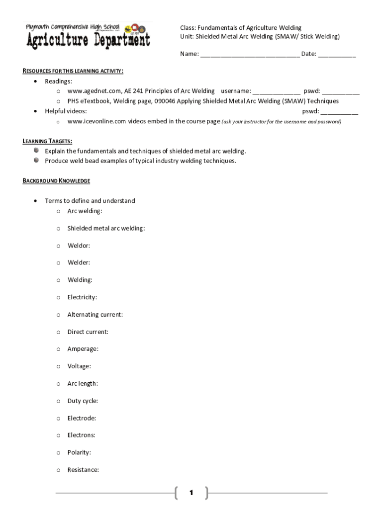 Fillable Online Welding 101 Worksheet Fax Email Print pdfFiller