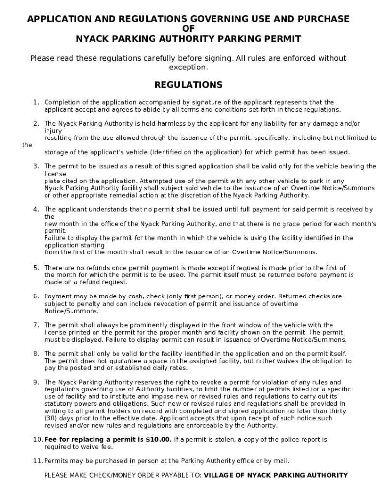 The Official Website of Nyack, NY Alternate Side Parking Doc Template