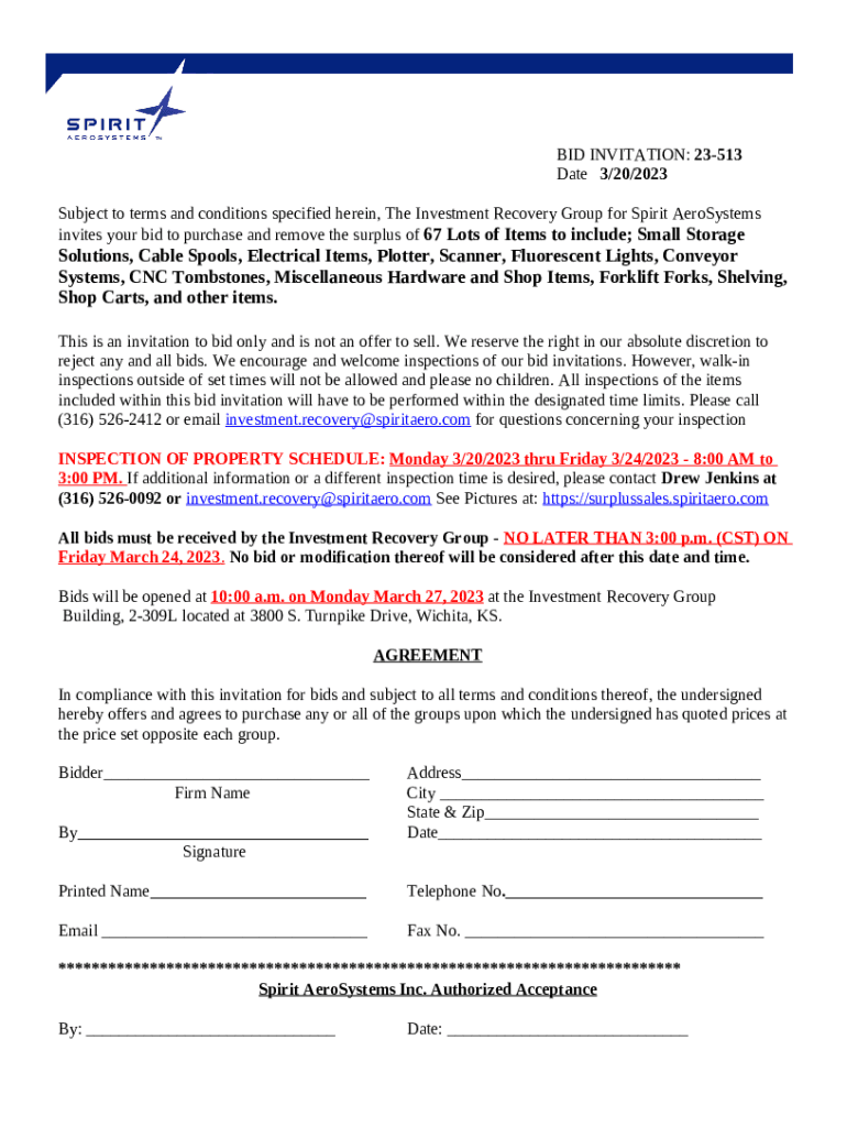 questions Investment Recovery Group Spirit AeroSystems Doc Template