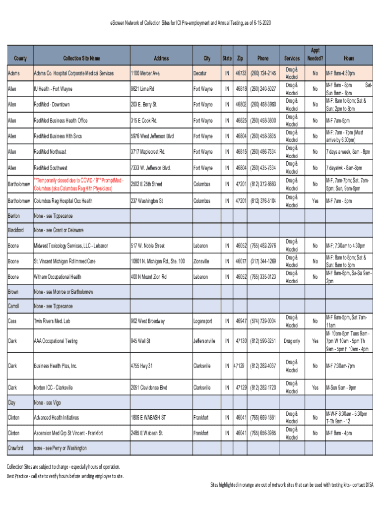 Fillable Online eScreen Nextgeneration Employee Drug Screening Fax
